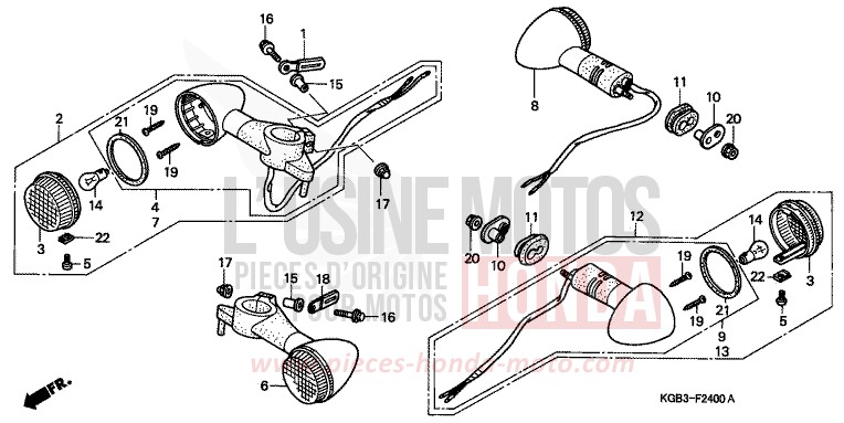 BLINKER von Shadow VT125C CANDY GLORY RED-U (R101) von 2000